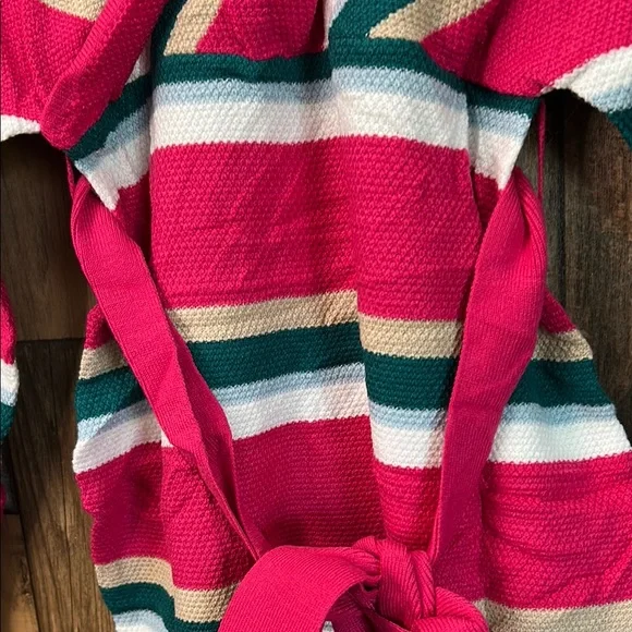 Striped Pink Wrap Sweater belted dress - Picture 5 of 13